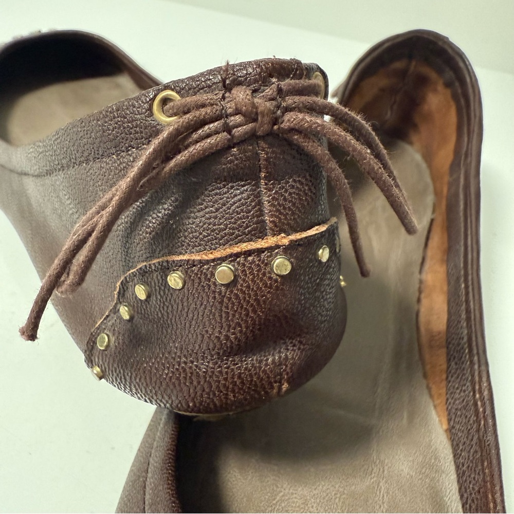 GAP Brown Studded Tie Back Ballet Style Flats - Picture 12 of 14